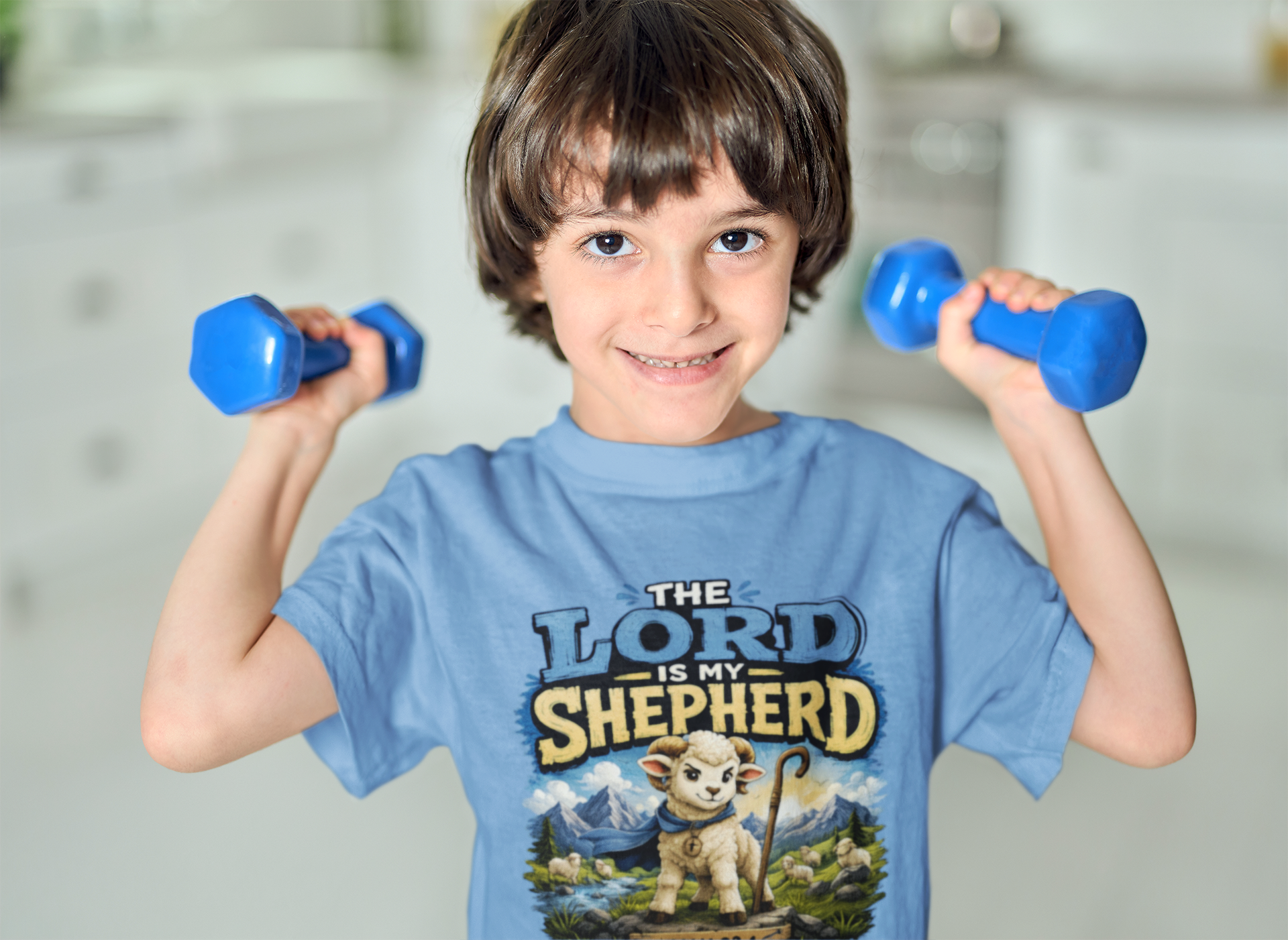 "The Lord is My Shepherd" Kids Christian T-Shirt | Psalm 23:1 Religious Faith Tee