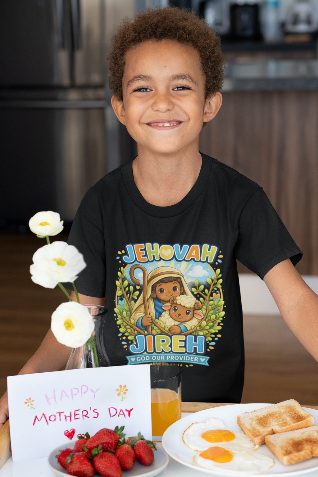 Jehovah Jireh Bible Verse Youth T-Shirt | Soft Cotton Christian Gift for Kids