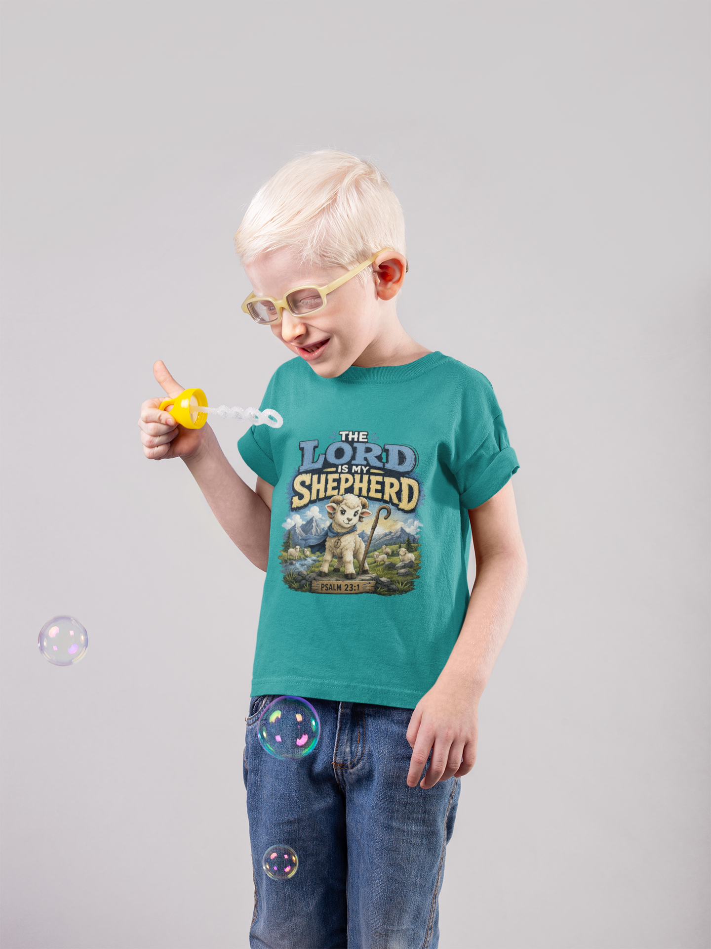 "The Lord is My Shepherd" Kids Christian T-Shirt | Psalm 23:1 Religious Faith Tee