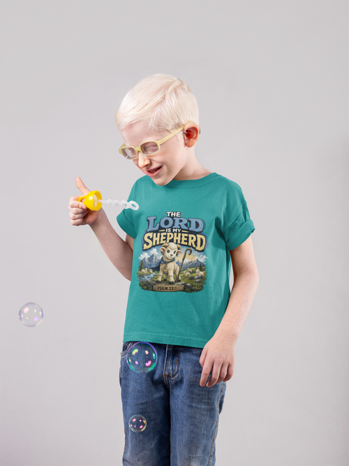 "The Lord is My Shepherd" Kids Christian T-Shirt | Psalm 23:1 Religious Faith Tee