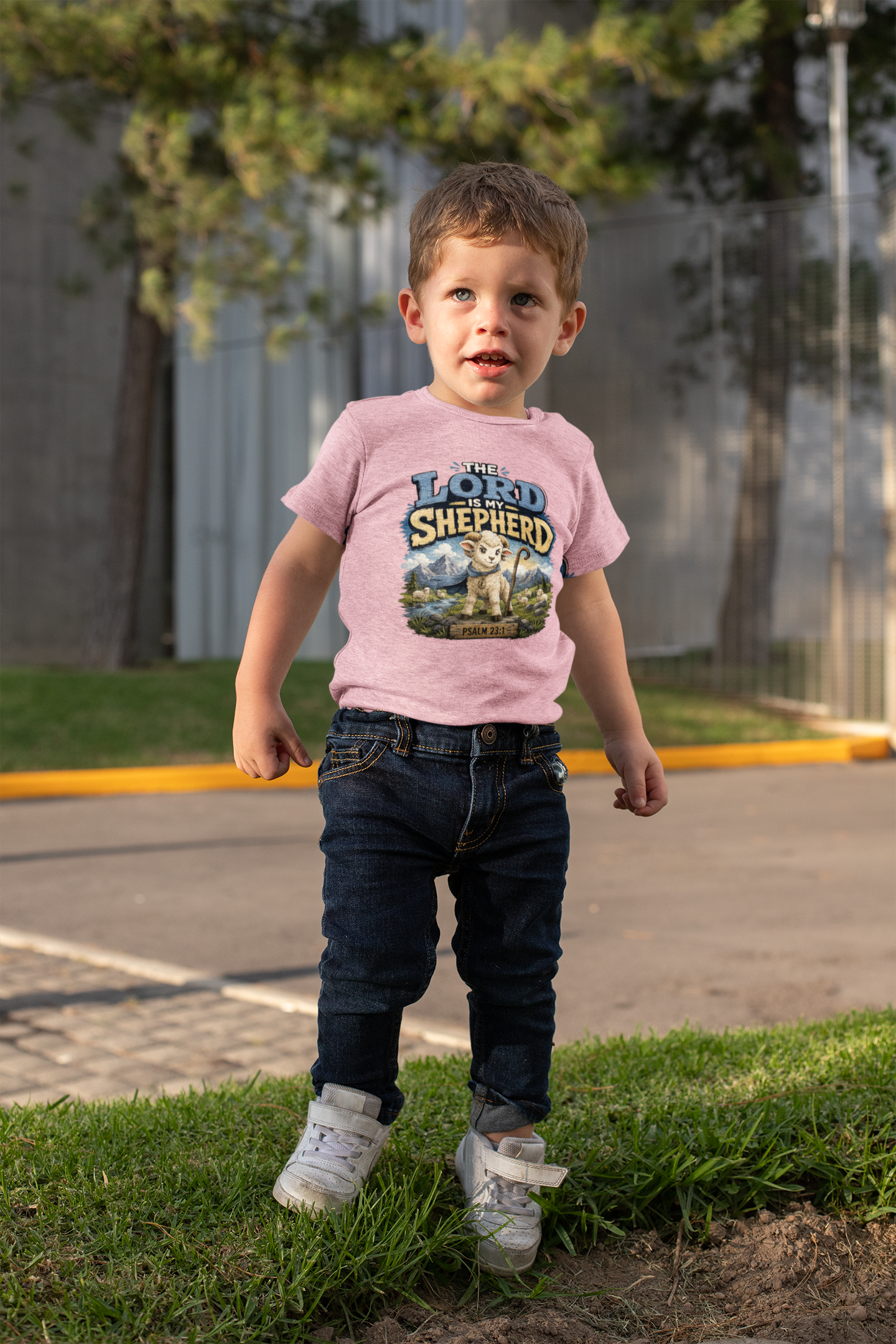 "The Lord is My Shepherd" Kids Christian T-Shirt | Psalm 23:1 Religious Faith Tee